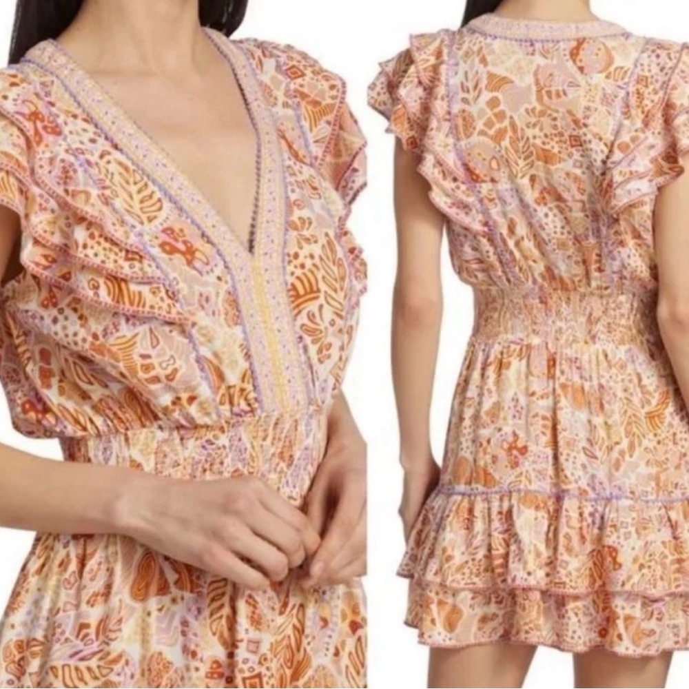 Poupette St Barth Camila Orange Floral Mini Dress
Size Small